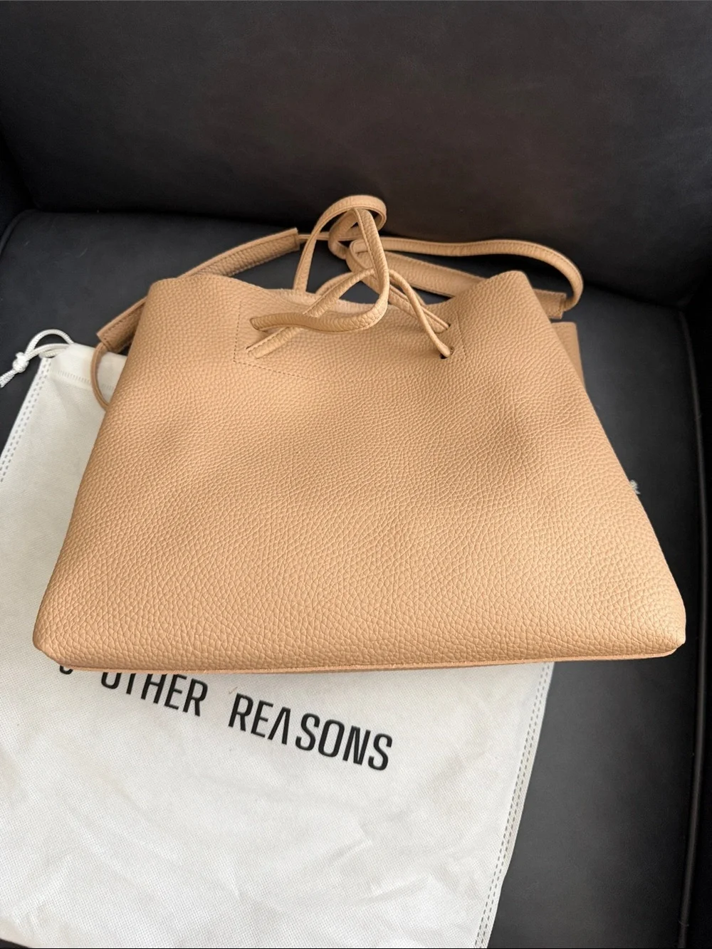 NWOT 8 Other Reasons Tan Vegan Leather Drawstring Tote